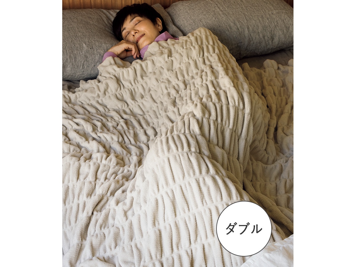 日本製 ウール混発熱コットン掛け毛布（ダブル）(25_グレージュ