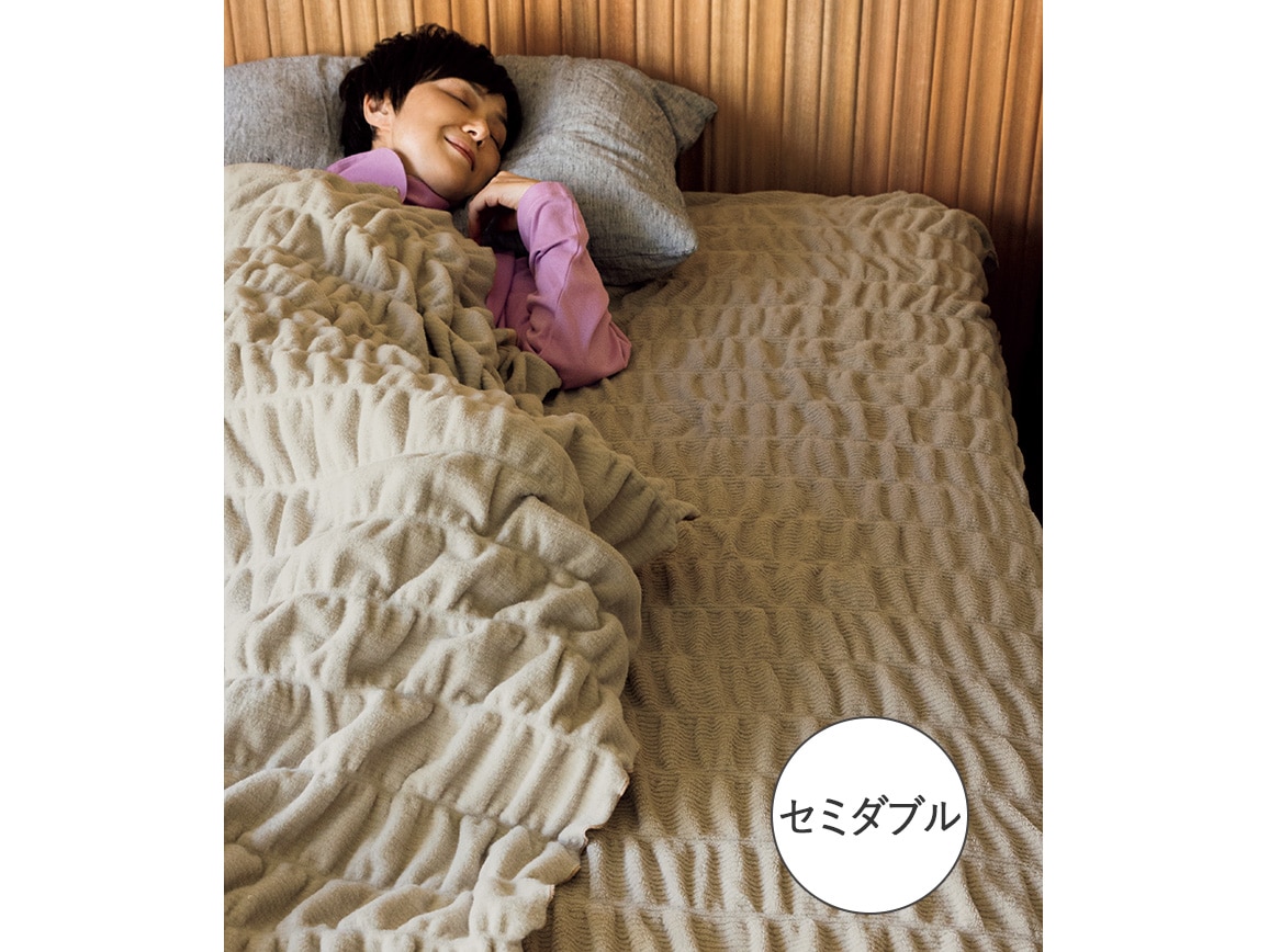 日本製 ウール混発熱コットン敷き毛布（セミダブル）(65_ライラック 
