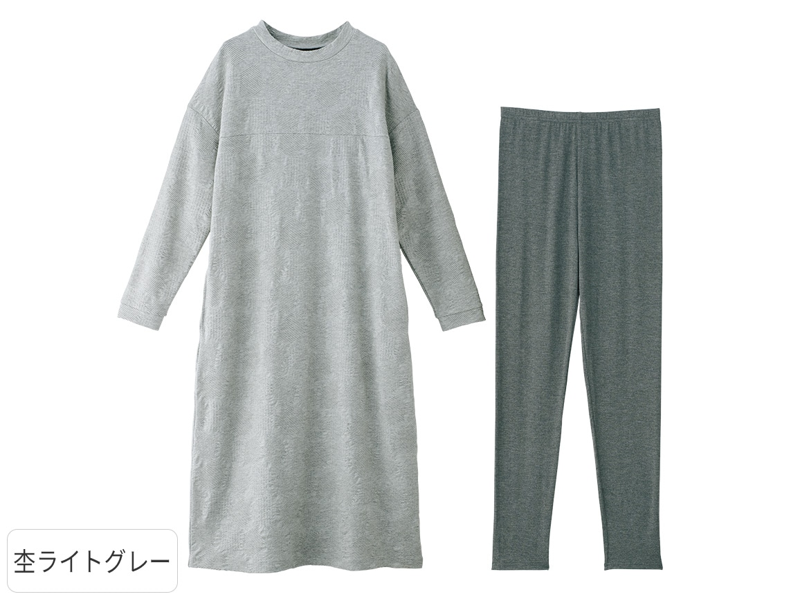 ジャカードワンピース レギンスセット 03 ｌ 67 ライトネイビー 公式 ハルメク通販サイト