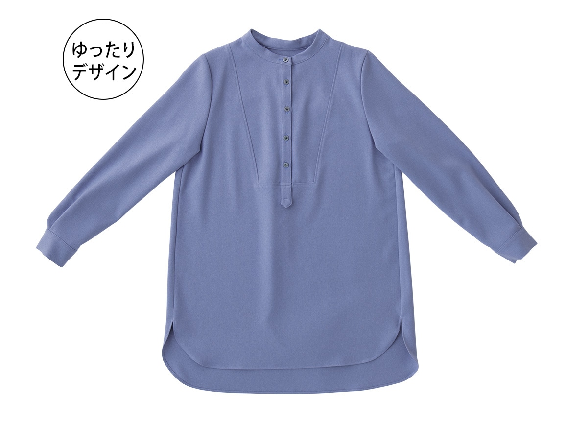 本日最終❋春色ニコアンド❋楊柳バンドカラーシャツチュニック
