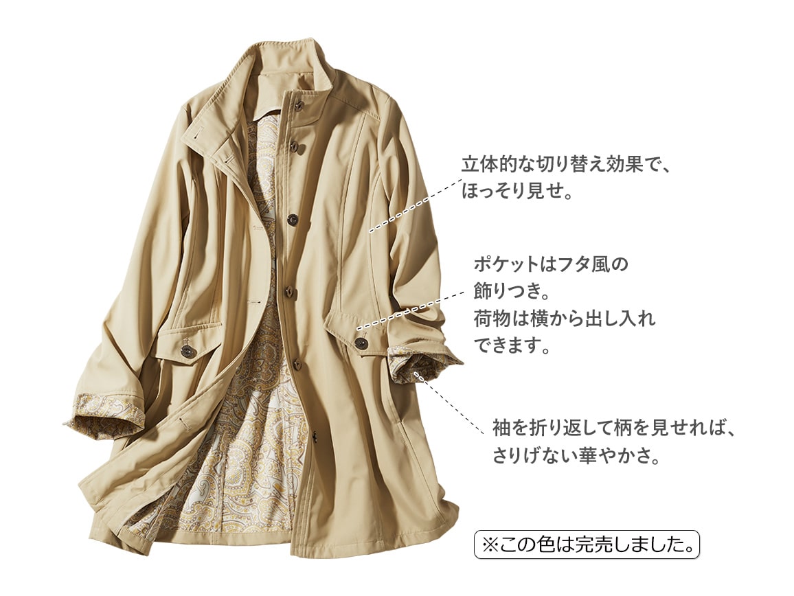 裏プリントライナーつきコート【広告商品】(02_Ｍ 59_ライトブルー): ｜ [公式]ハルメク通販サイト
