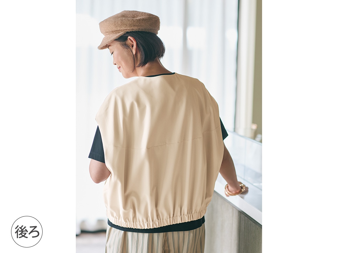 ノーカラーブルゾン風ベスト ノーカラーブルゾン風ベスト