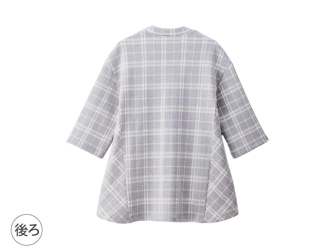 ふくれチェックジャカードプルオーバー(六分袖) ふくれチェックジャカードプルオーバー(六分袖)