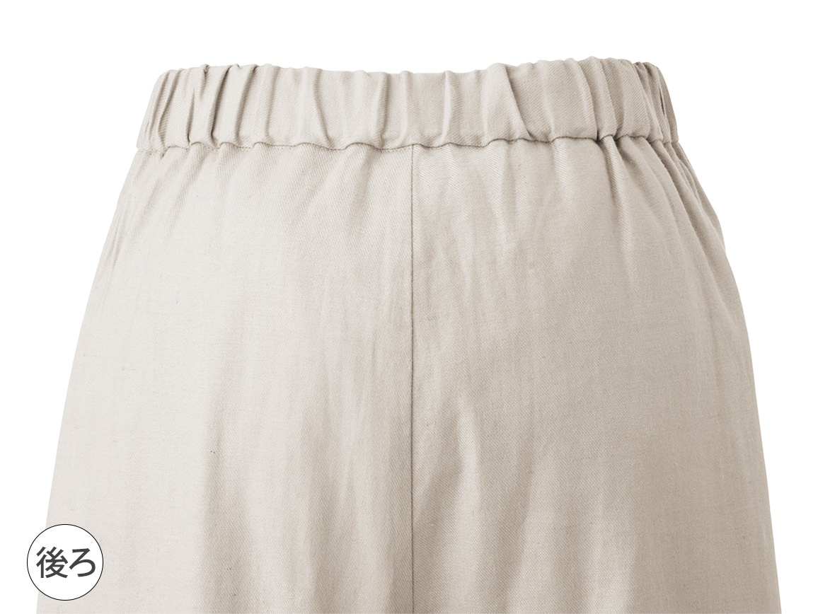 麻混タックデザインワイドパンツ 麻混タックデザインワイドパンツ