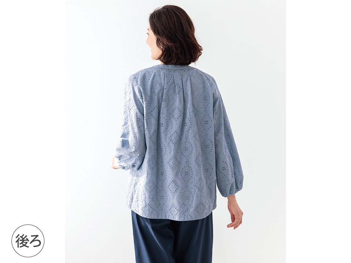 アイレットレースふんわり袖ブラウス アイレットレースふんわり袖ブラウス