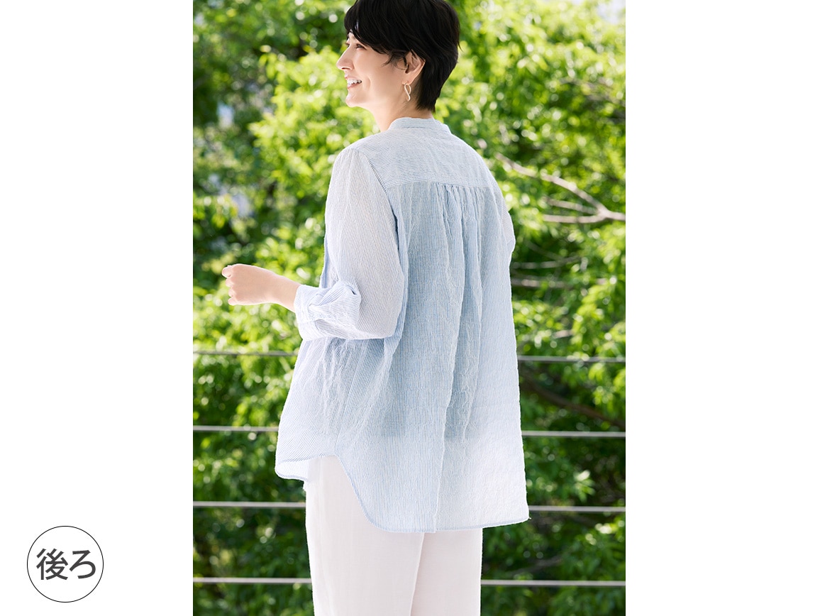 コットンシャーリングふんわりブラウス(七分袖)【広告商品】 コットンシャーリングふんわりブラウス(七分袖)【広告商品】