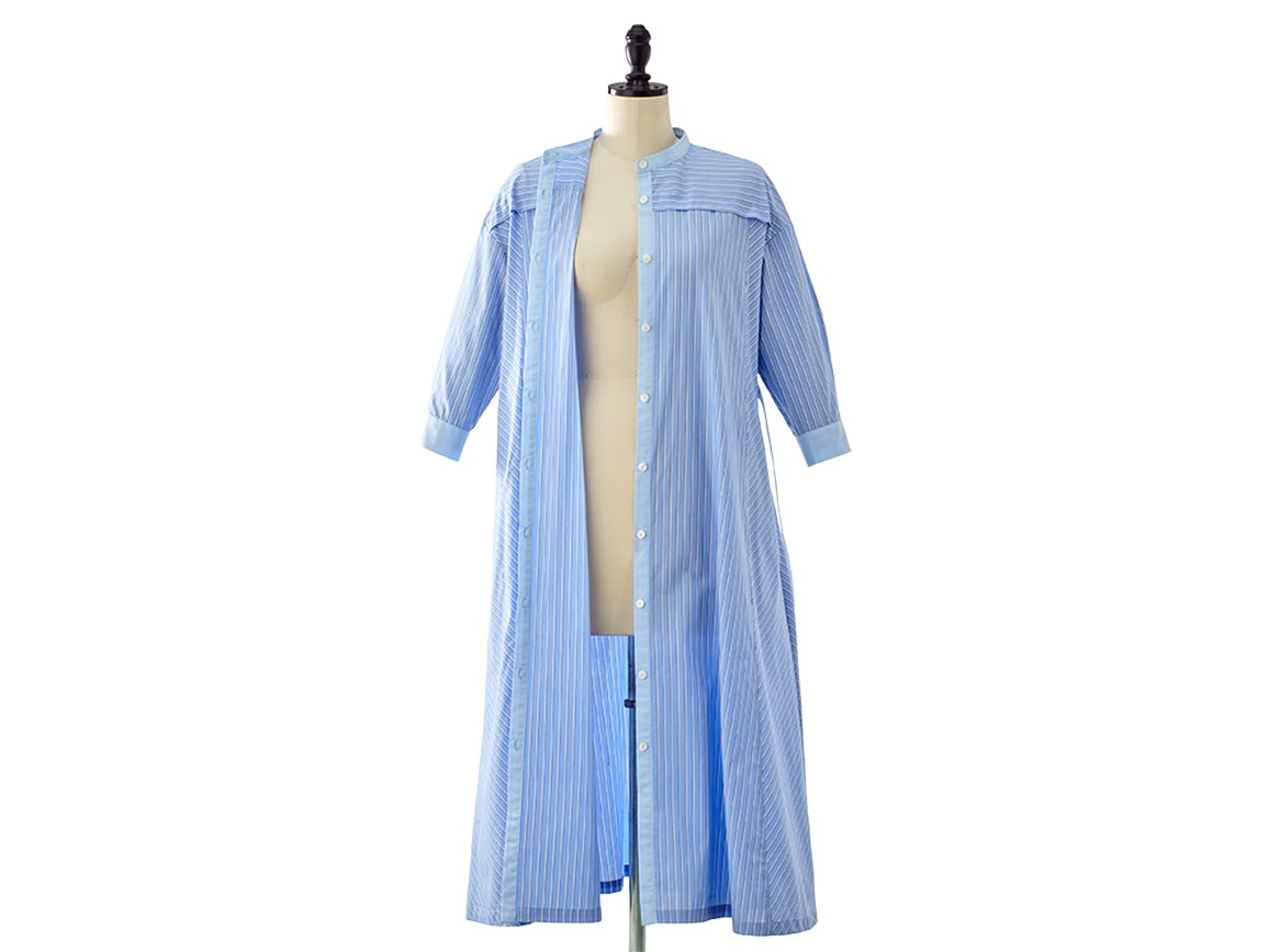 配色ストライプシャツワンピース 配色ストライプシャツワンピース