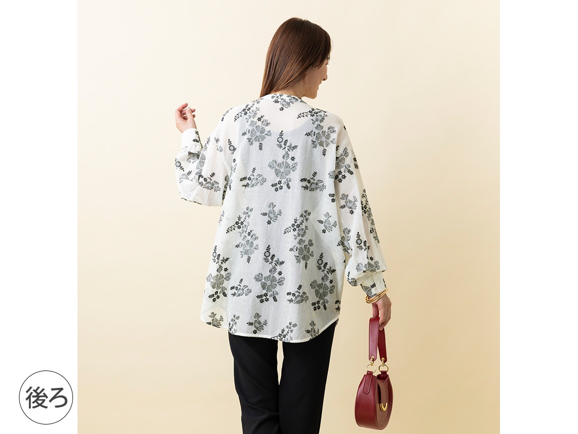 メッシュ刺しゅうゆったりブラウス メッシュ刺しゅうゆったりブラウス