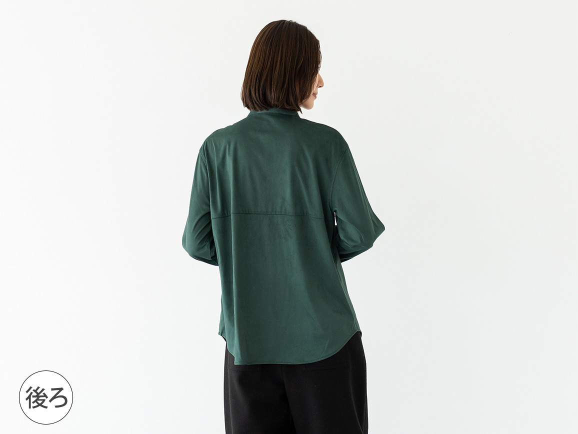 バンドカラー切り替え起毛ブラウスジャケット バンドカラー切り替え起毛ブラウスジャケット