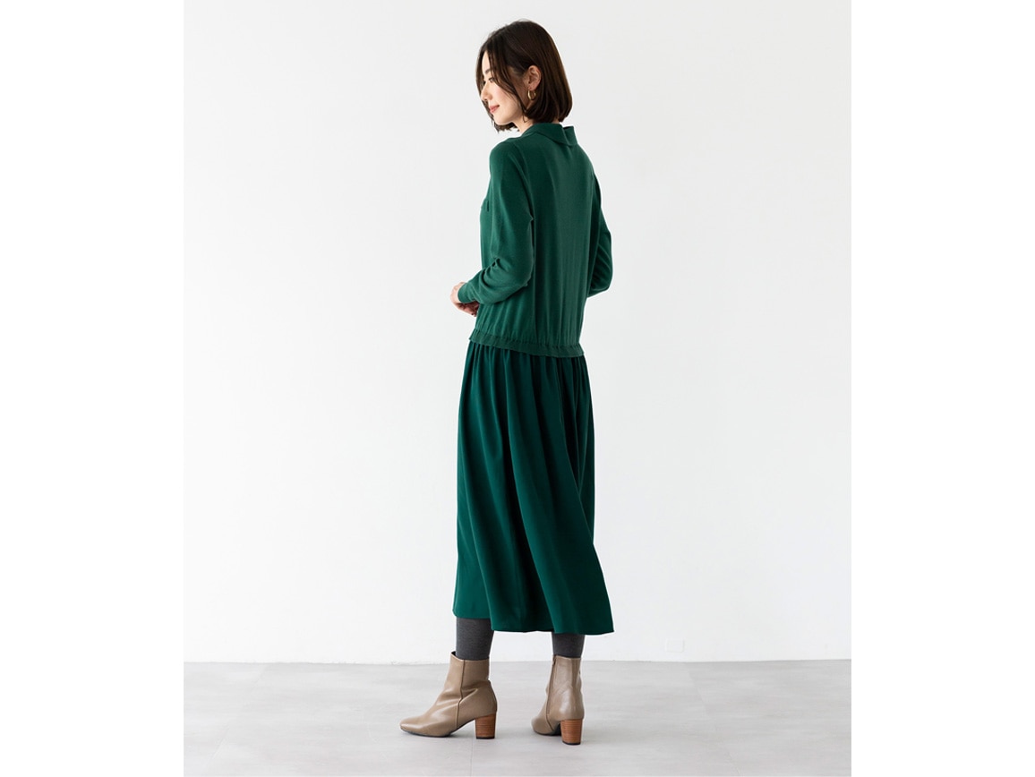 シャツデザインニットドッキングワンピース シャツデザインニットドッキングワンピース