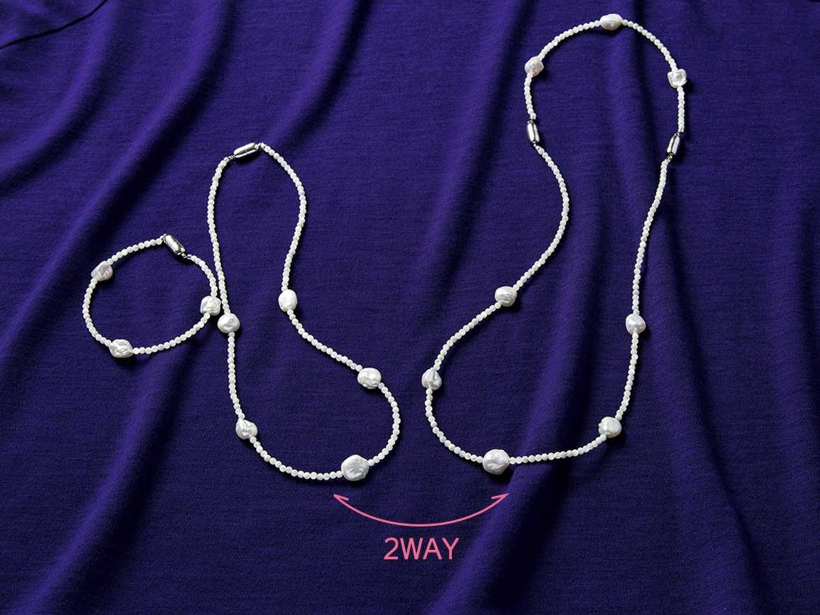 長さが2WAYのステーションパールネックレス 長さが2WAYのステーションパールネックレス