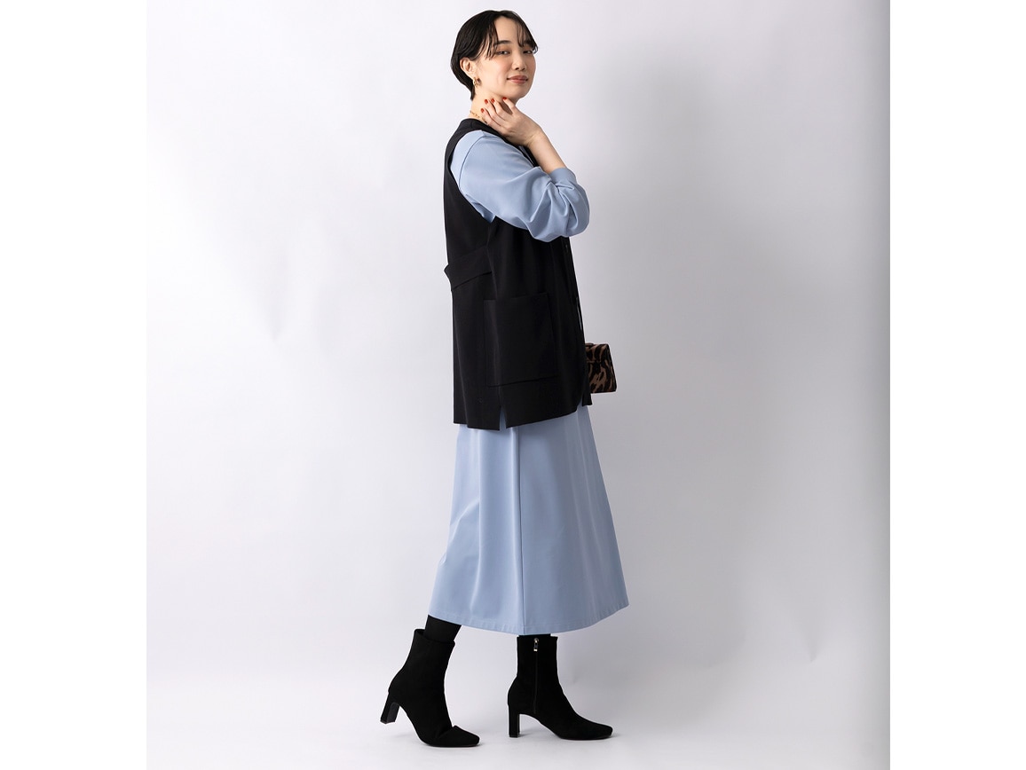 【先行】ポケットデザインノーカラーニットジレ 【先行】ポケットデザインノーカラーニットジレ