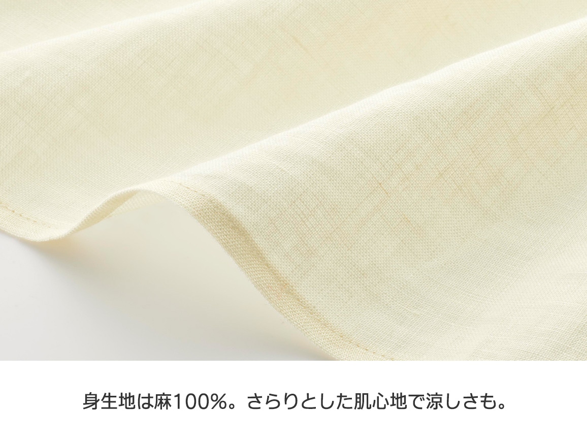 【先行】モチーフレースつきリネン半袖ブラウス 【先行】モチーフレースつきリネン半袖ブラウス