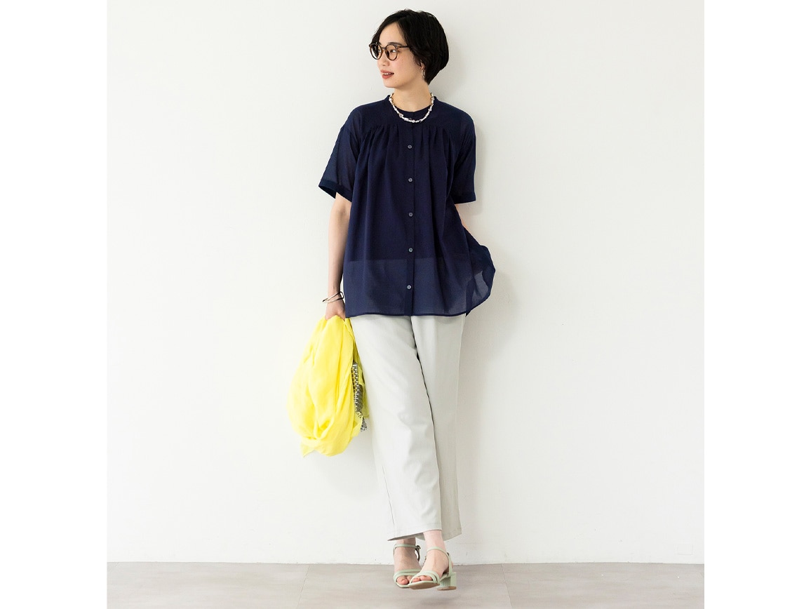 【先行】コットンローンふんわりギャザーブラウス 【先行】コットンローンふんわりギャザーブラウス