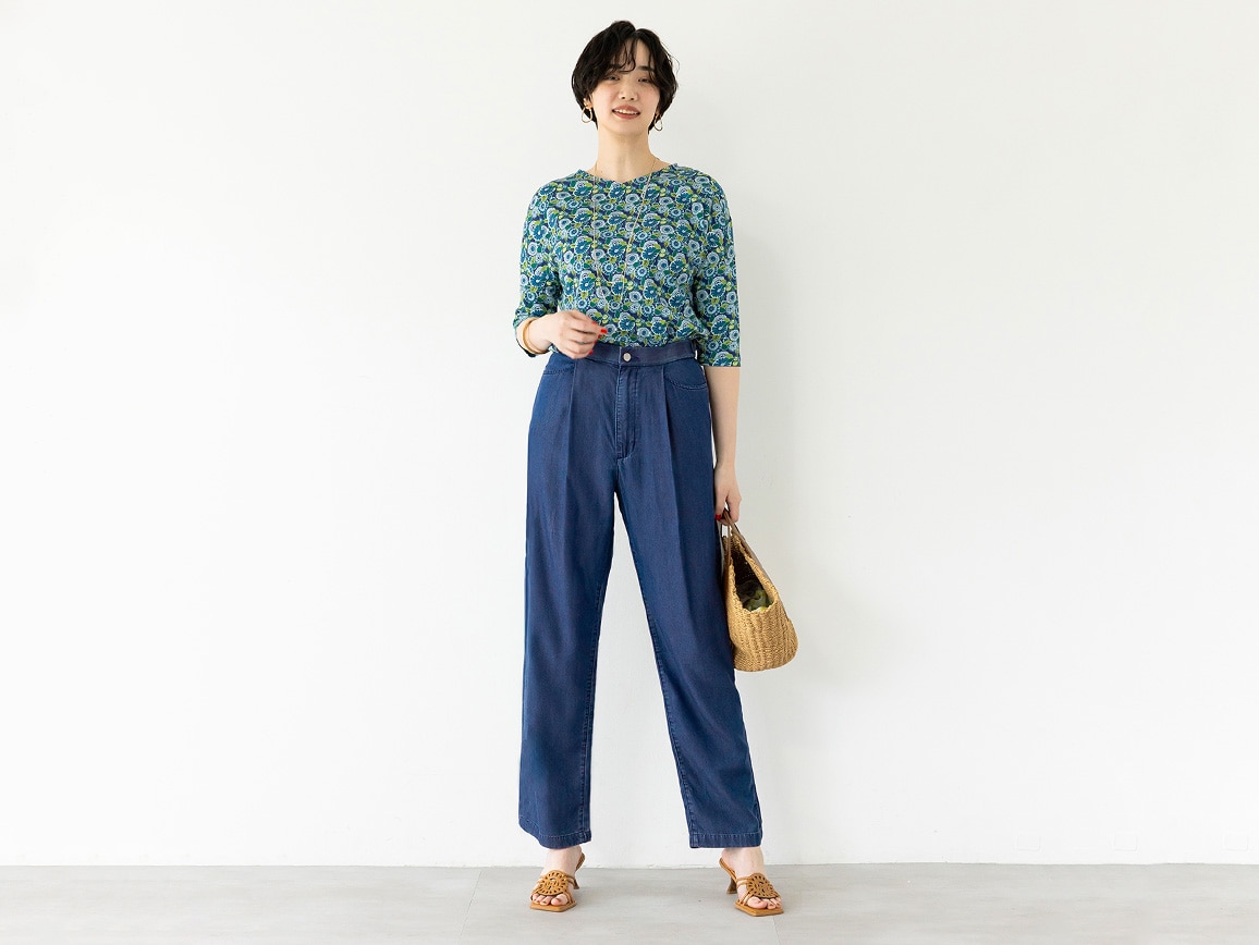 【先行】タックテーパード落ち感デニム 【先行】タックテーパード落ち感デニム