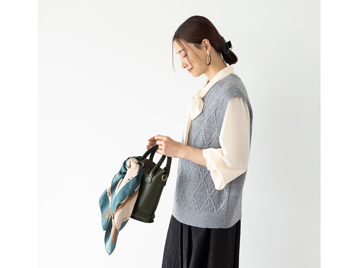 【先行】ダイヤ柄ラメ入りニットベスト 【先行】ダイヤ柄ラメ入りニットベスト