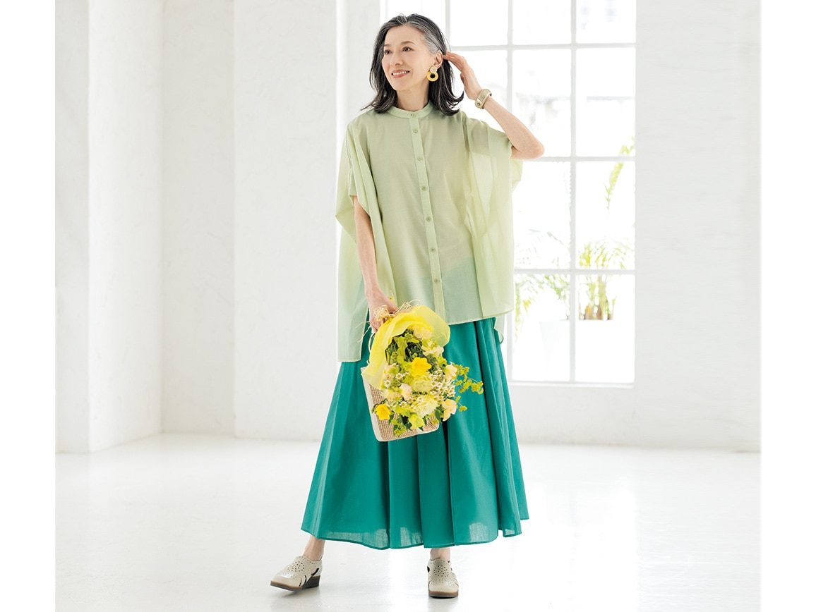 ミスキョウコ・折り返しタック袖ふんわりブラウス ミスキョウコ・折り返しタック袖ふんわりブラウス