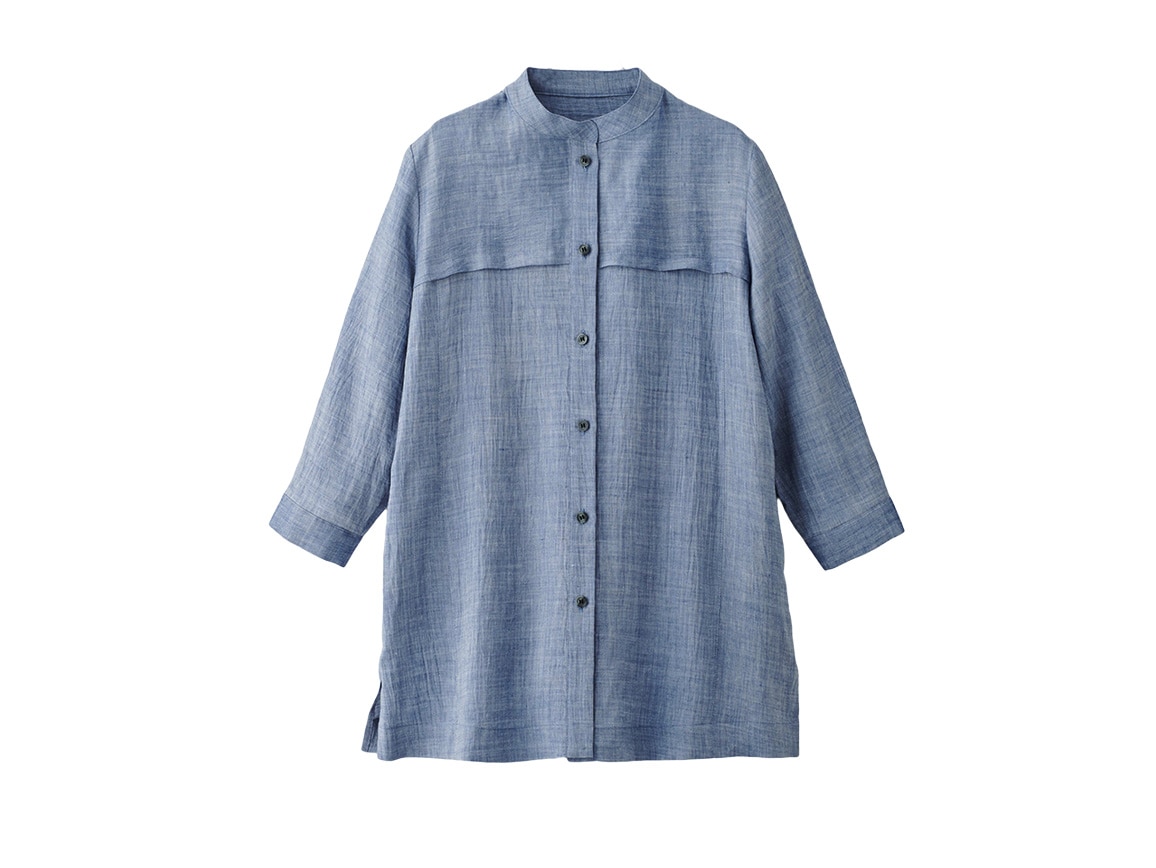 滋賀近江の麻バンドカラーシャツジャケット 滋賀近江の麻バンドカラーシャツジャケット