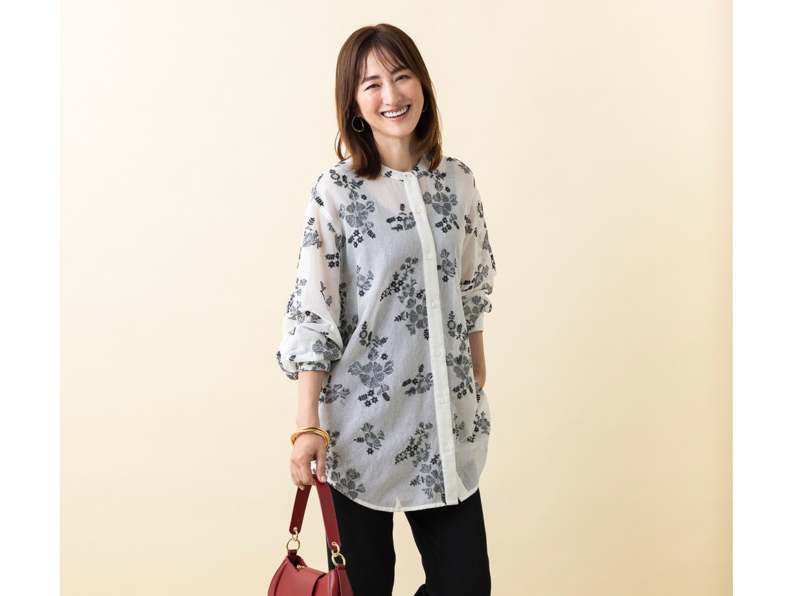 メッシュ刺しゅうゆったりブラウス メッシュ刺しゅうゆったりブラウス