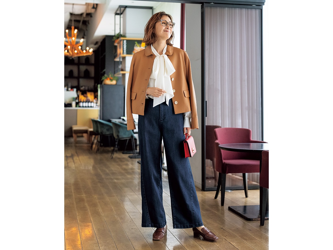 切り替えデザインワイドデニム 切り替えデザインワイドデニム