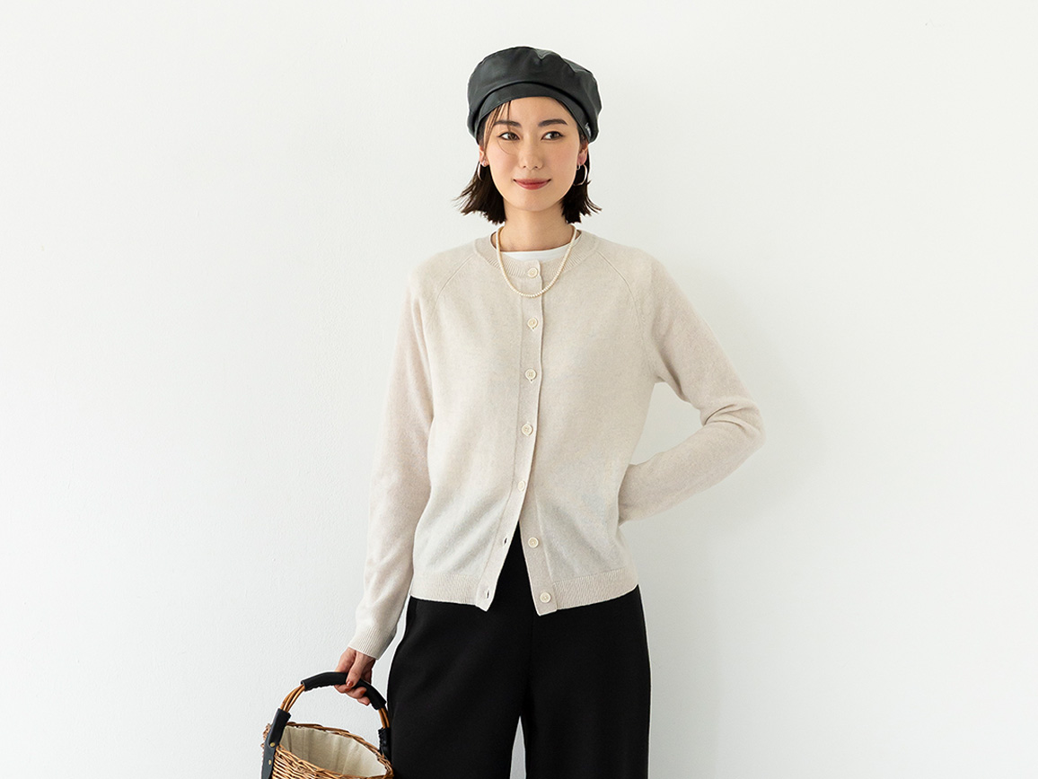 49AV.ジュンコシマダ・カシミヤクルーネックカーディガン 49AV.ジュンコシマダ・カシミヤクルーネックカーディガン