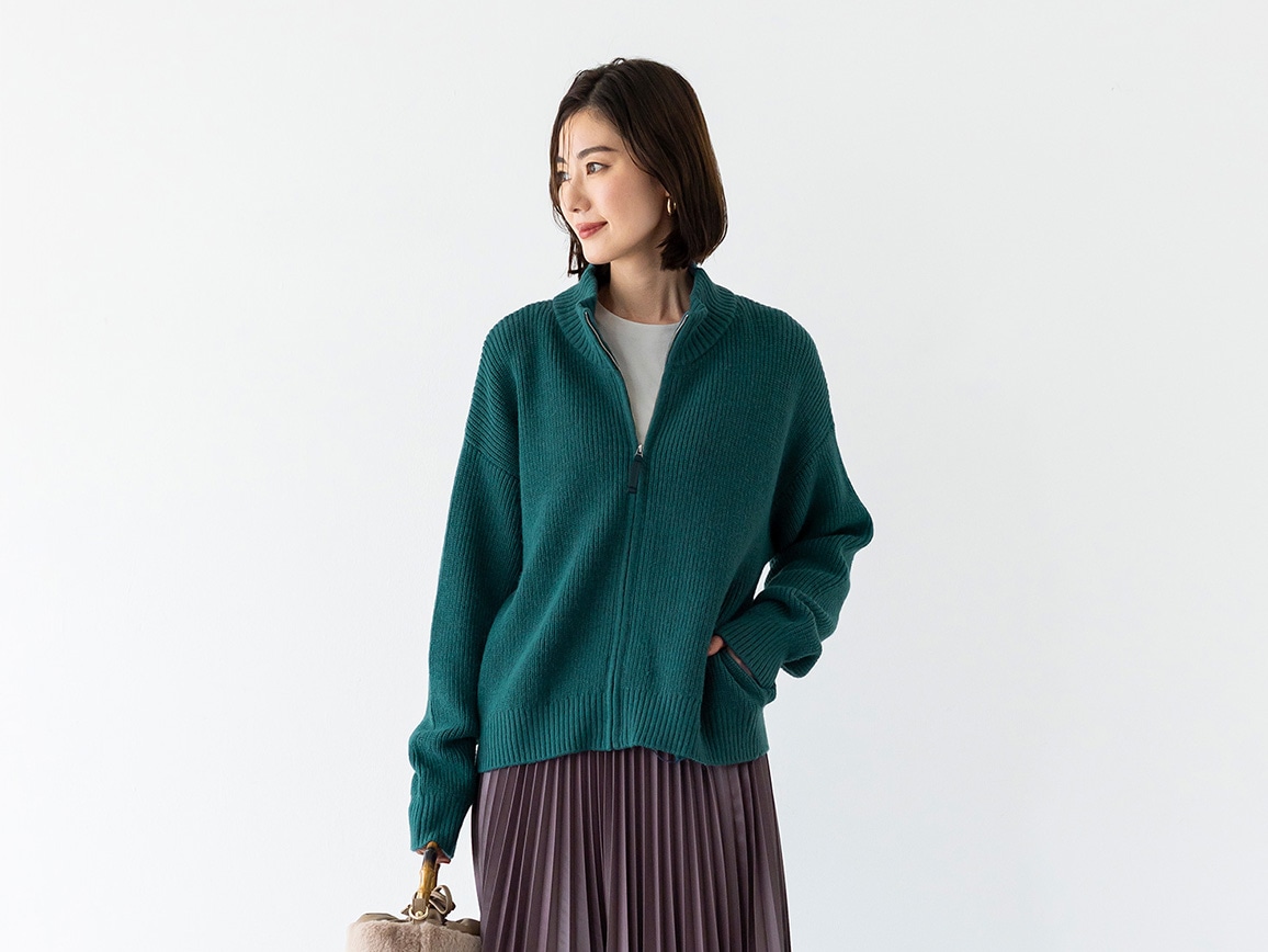 スタンドネックジップカーディガン スタンドネックジップカーディガン