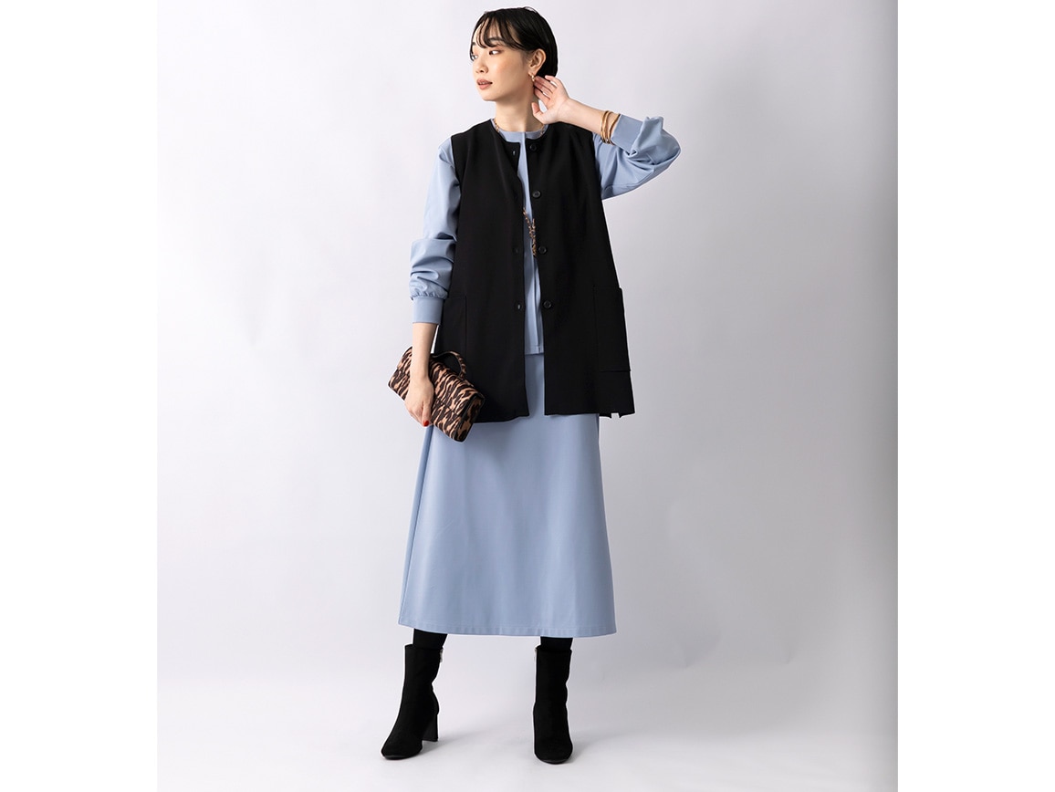 【先行】ブラウス見えプルオーバー×スカート 【先行】ブラウス見えプルオーバー×スカート