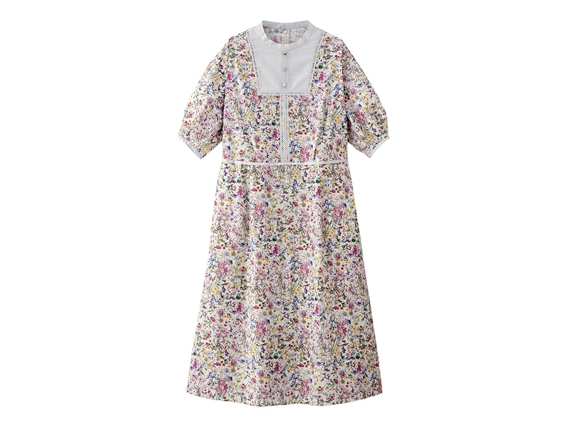 切り替えデザインリバティプリントワンピース 切り替えデザインリバティプリントワンピース