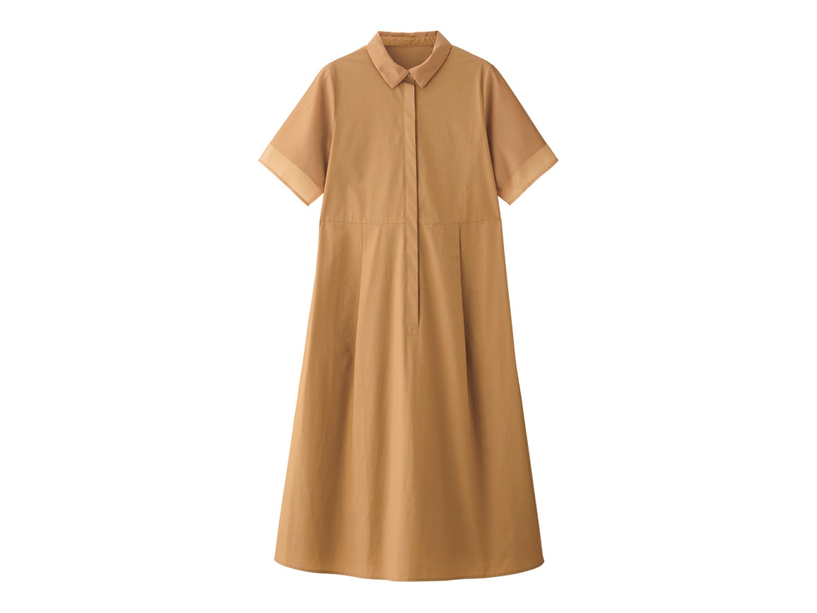 オーガンジー使いシャツワンピース オーガンジー使いシャツワンピース