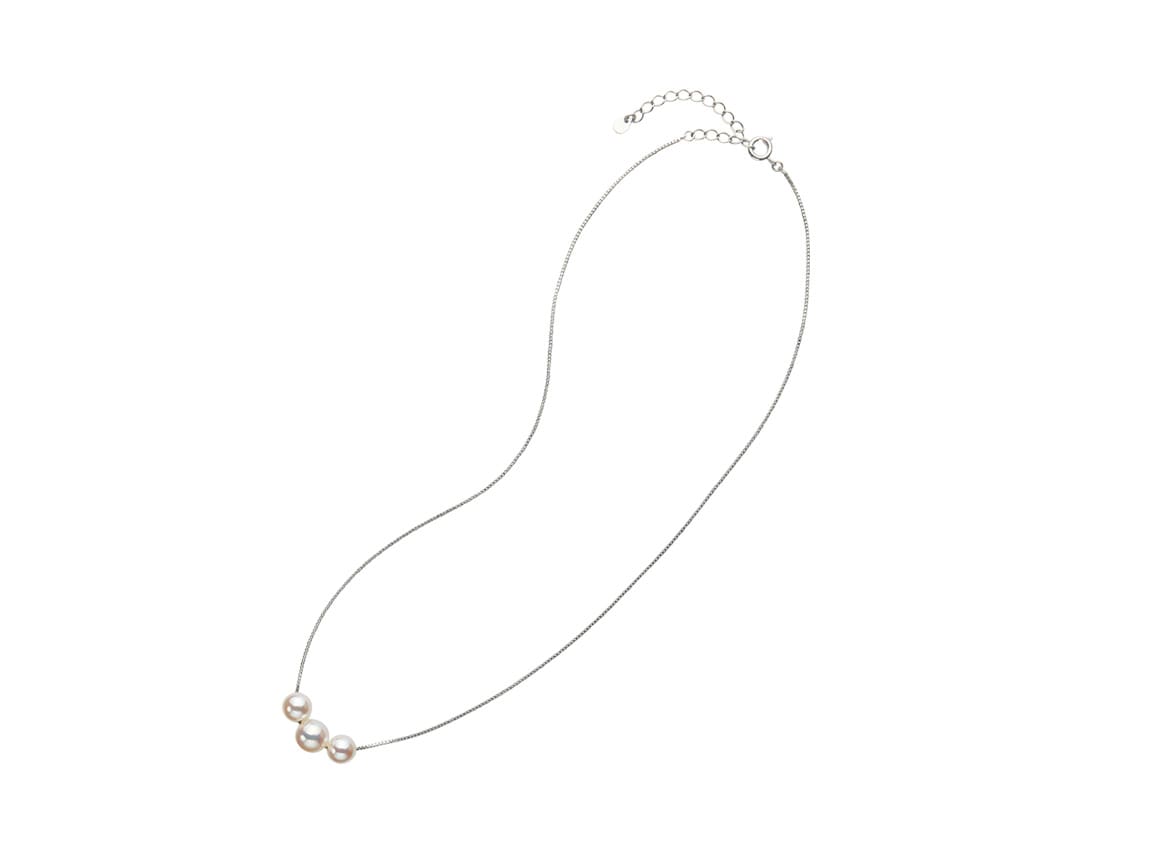 宇和島産花珠真珠 3粒スルーネックレス 宇和島産花珠真珠 3粒スルーネックレス