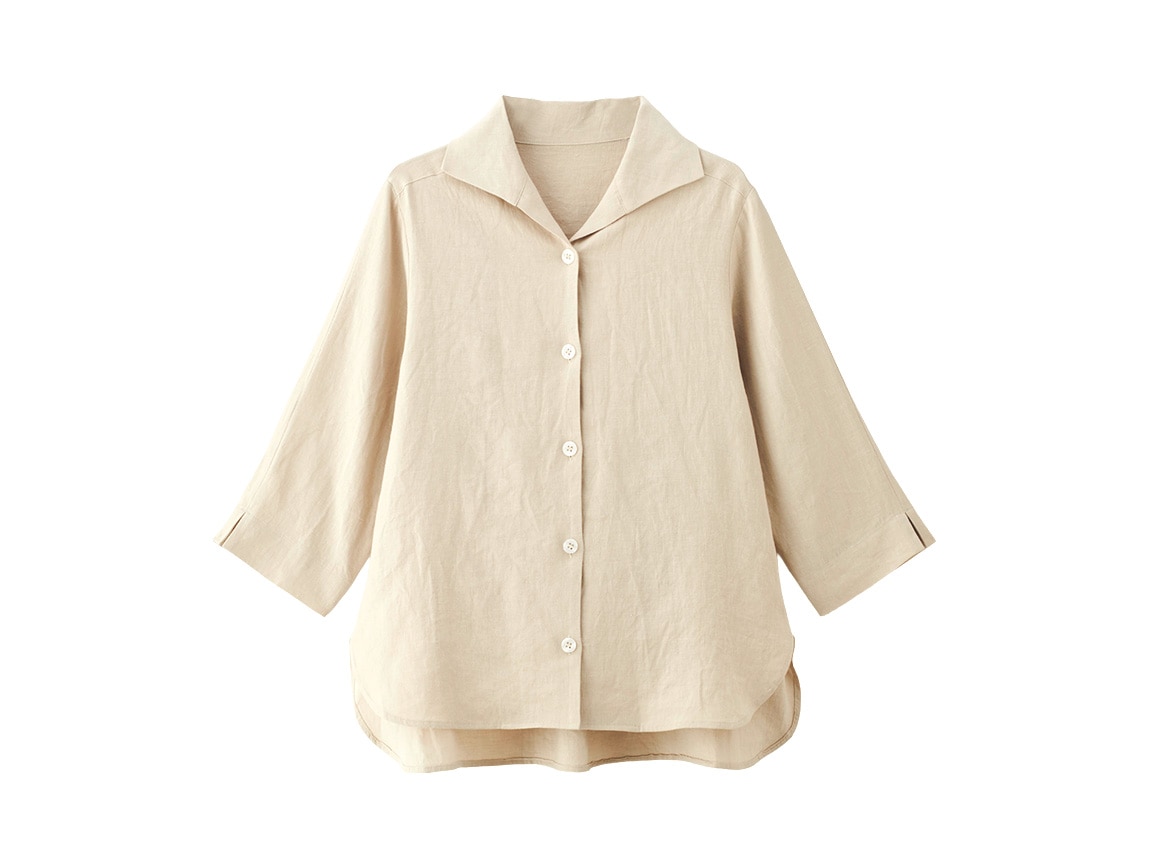 襟デザインリネンブラウスジャケット 襟デザインリネンブラウスジャケット