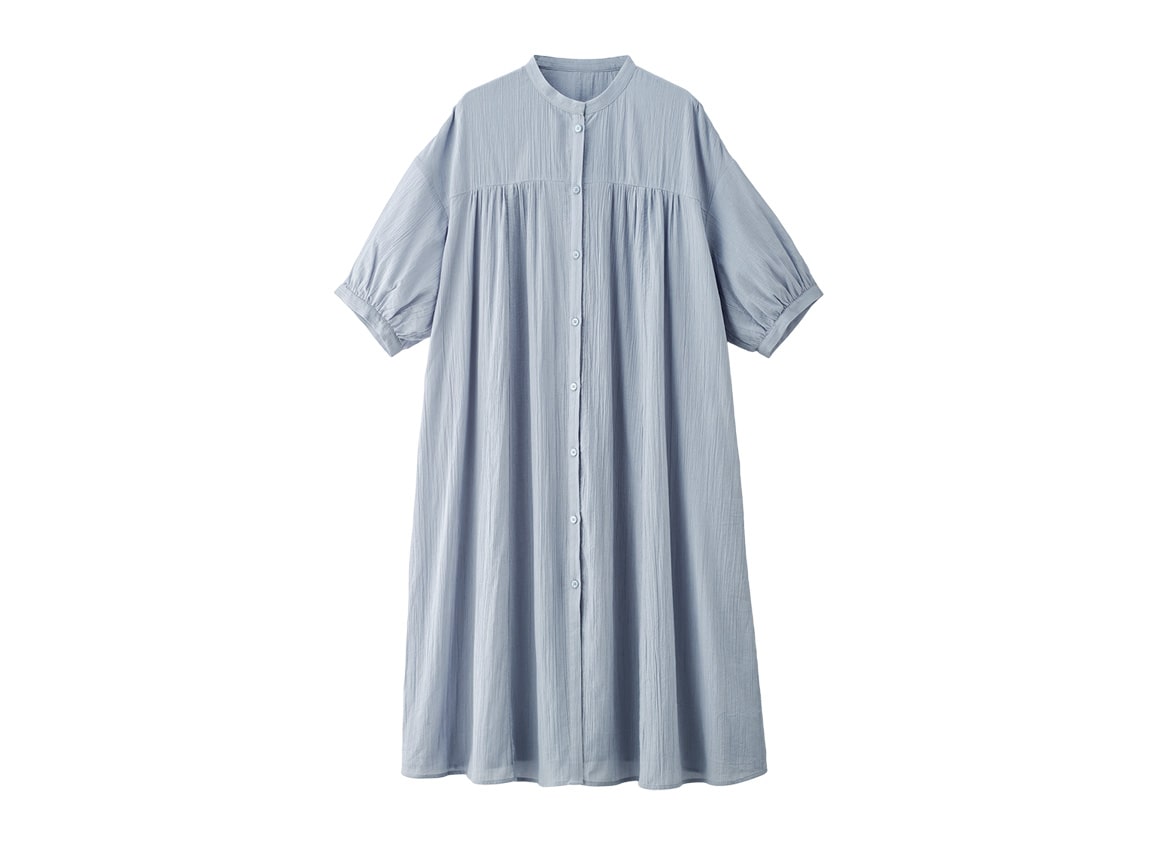 【先行】コットン楊柳ゆったりシャツワンピース 【先行】コットン楊柳ゆったりシャツワンピース