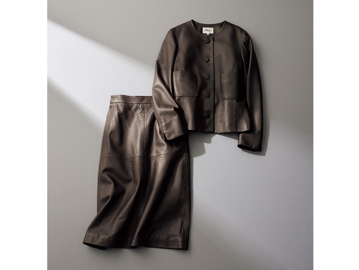 49AV.ジュンコシマダ・ステッチデザインレザースカート 49AV.ジュンコシマダ・ステッチデザインレザースカート