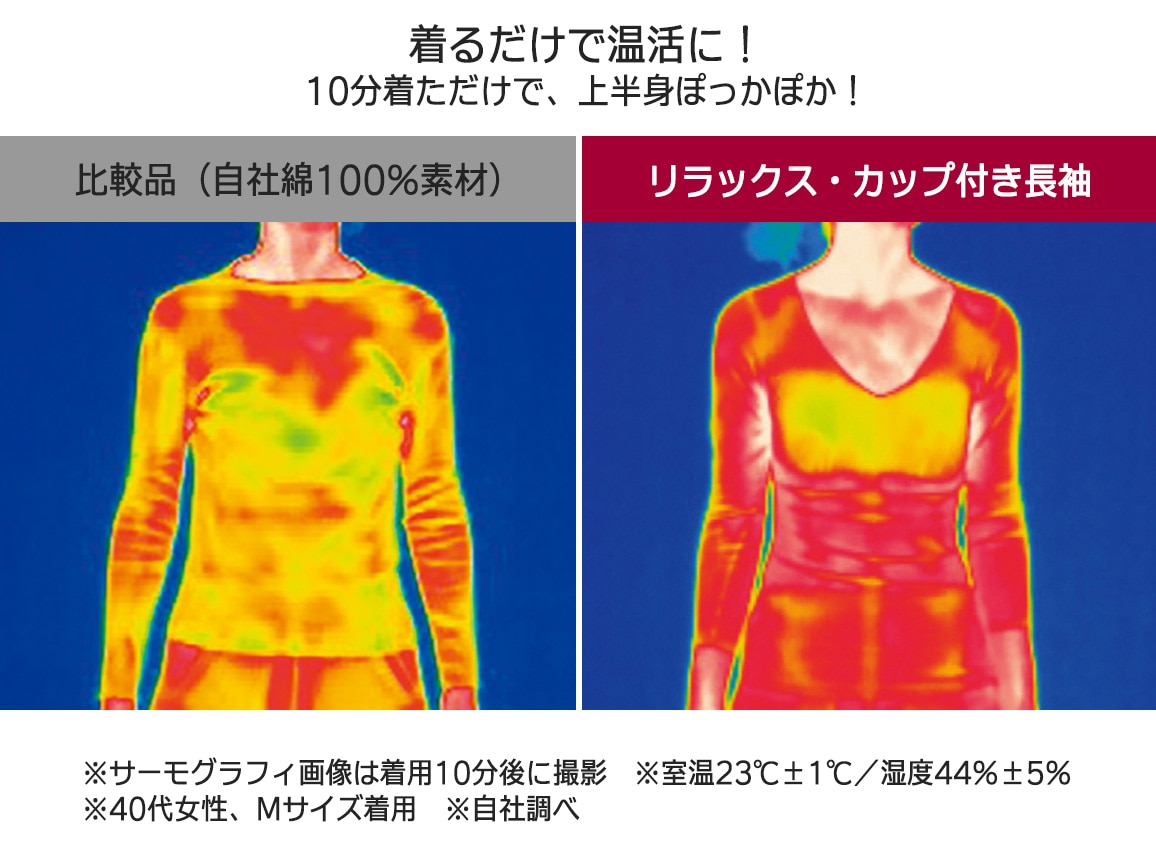 ハルメク リラックス・カップ付きインナー長袖(あったか吸湿発熱) ハルメク リラックス・カップ付きインナー長袖(あったか吸湿発熱)