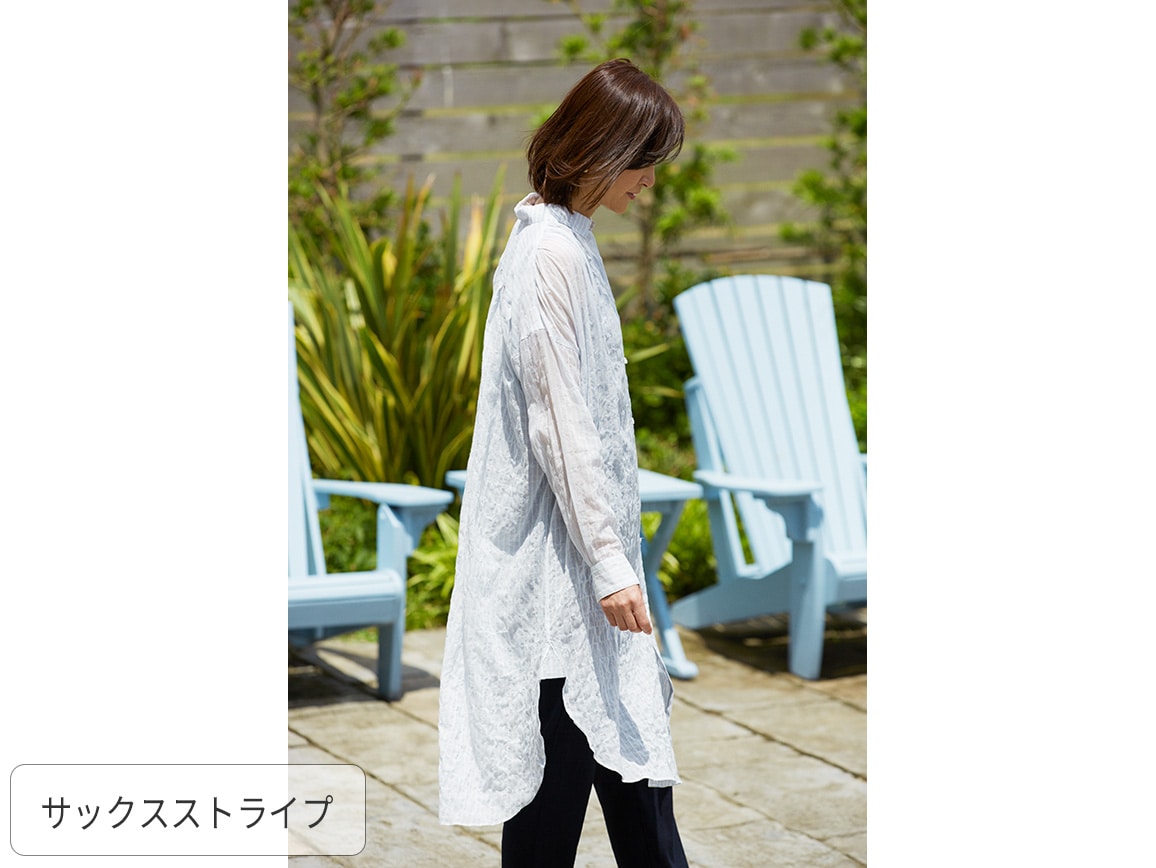 軽やかシャーリングロングシャツ 軽やかシャーリングロングシャツ