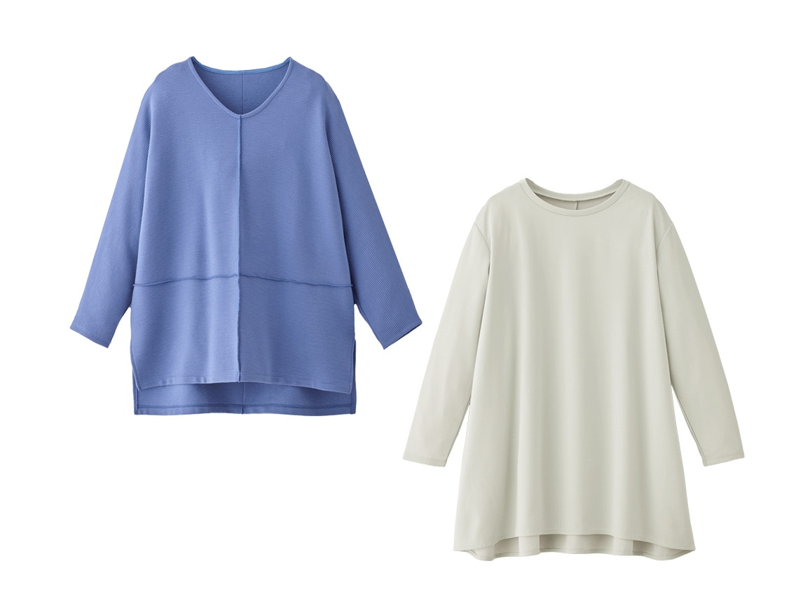 リップルトレーナー×ジョーゼット調インナーアンサンブル リップルトレーナー×ジョーゼット調インナーアンサンブル