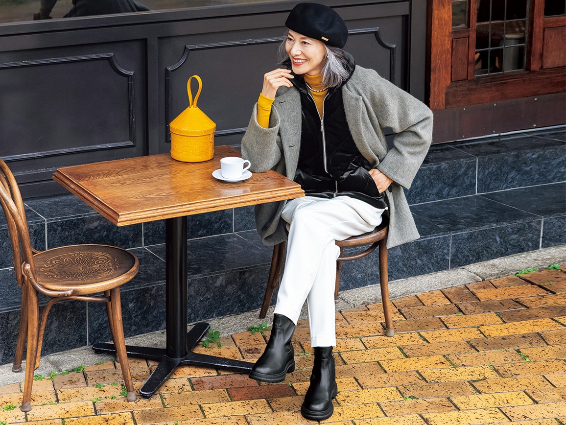 ベロアダウンベスト×ウール混コートセット ベロアダウンベスト×ウール混コートセット