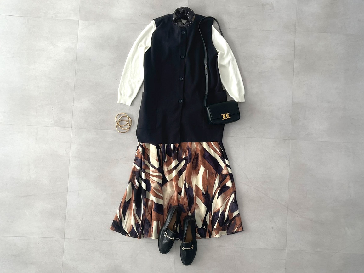 ポケットデザインノーカラーニットジレ ポケットデザインノーカラーニットジレ