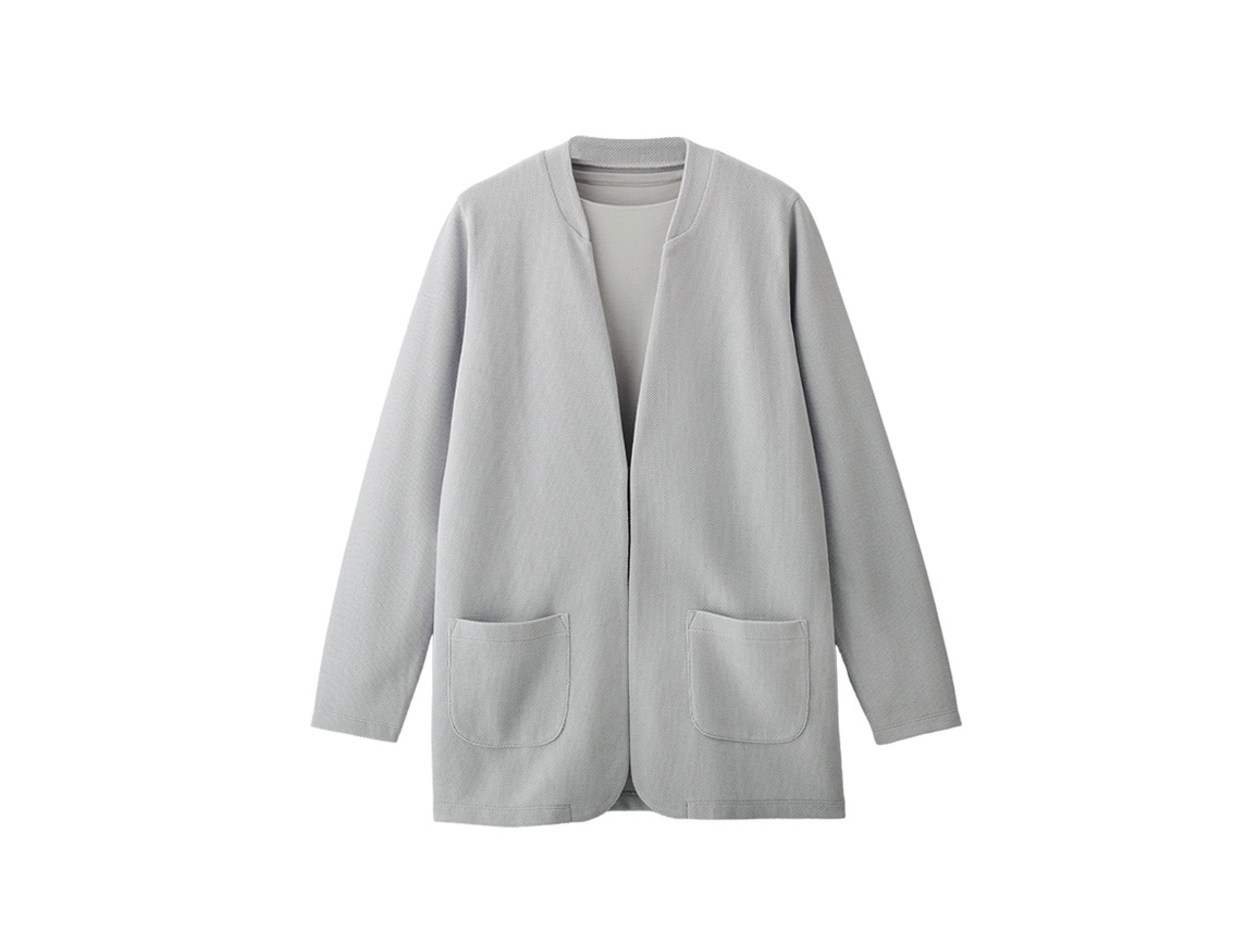 鹿の子編みカーデ×無地インナーアンサンブル 鹿の子編みカーデ×無地インナーアンサンブル