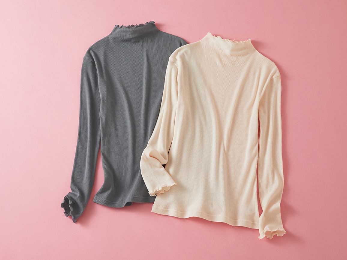 ハルメク ヘルスプラス・綿100%やわらかリブインナー(ハイネック長袖) ハルメク ヘルスプラス・綿100%やわらかリブインナー(ハイネック長袖)