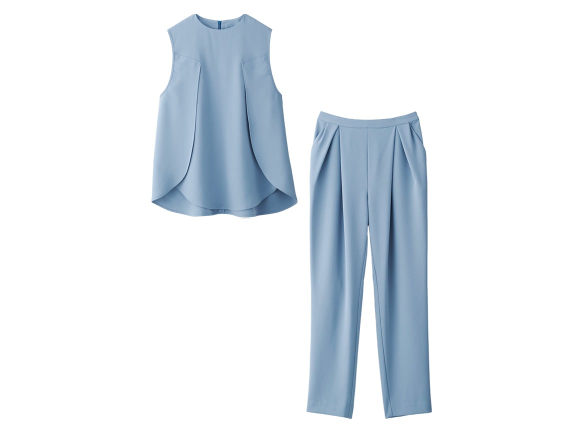 ブラウス風ベスト×テーパードパンツセット ブラウス風ベスト×テーパードパンツセット