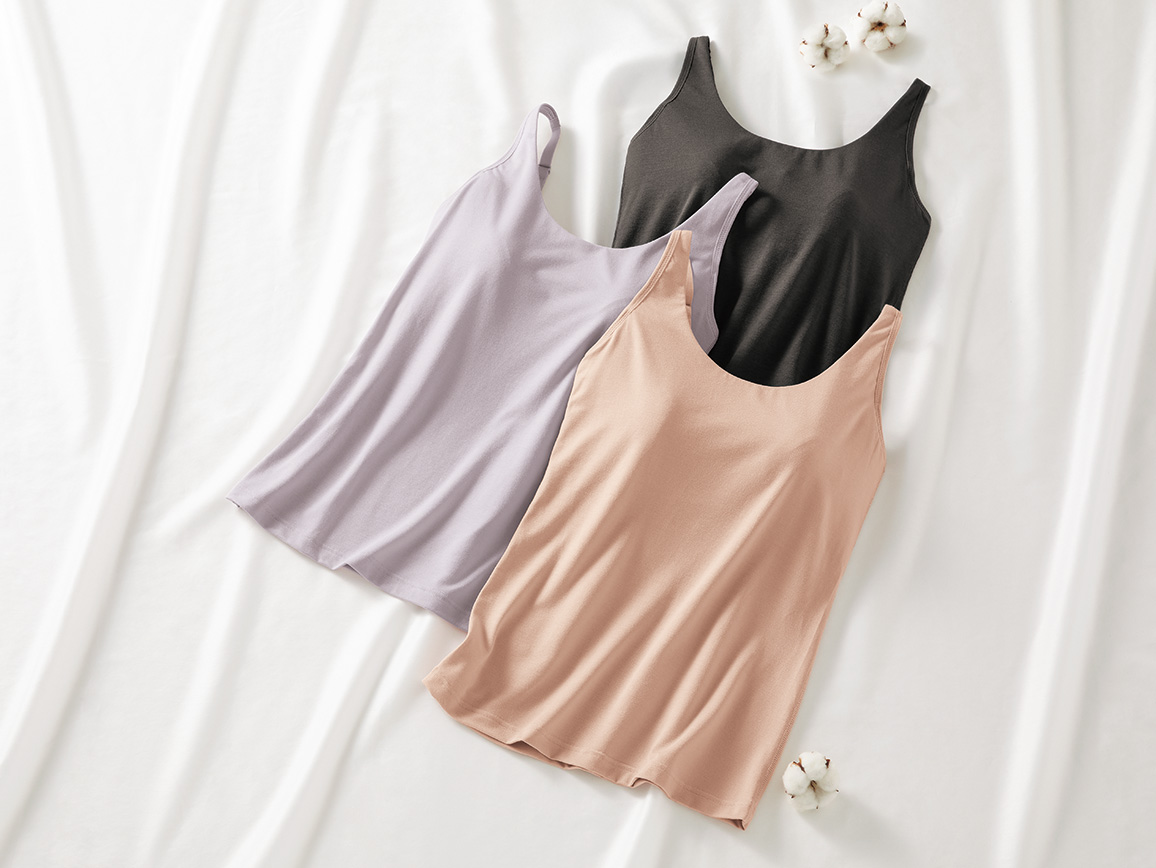 ハルメク ヘルスプラス・カップ付きタンクトップ(しっとり綿混) ハルメク ヘルスプラス・カップ付きタンクトップ(しっとり綿混)