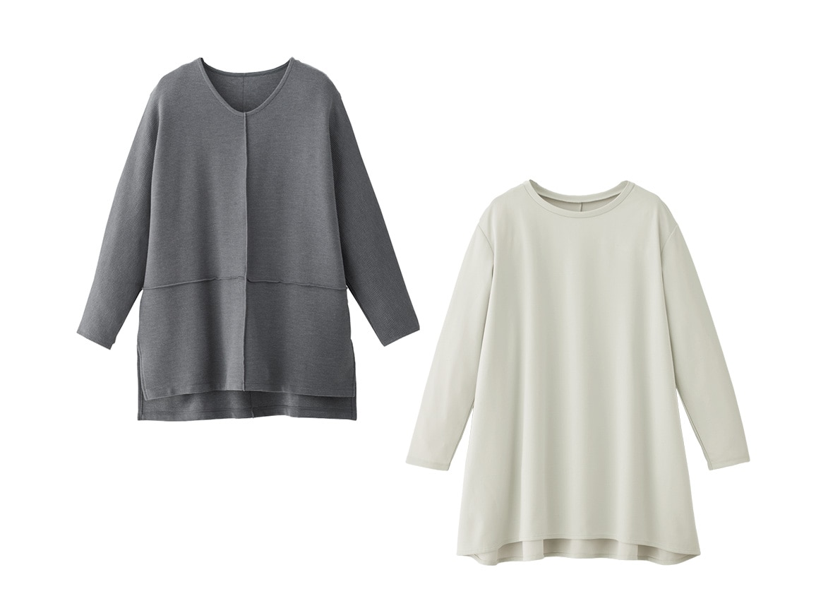 リップルトレーナー×ジョーゼット調インナーアンサンブル リップルトレーナー×ジョーゼット調インナーアンサンブル