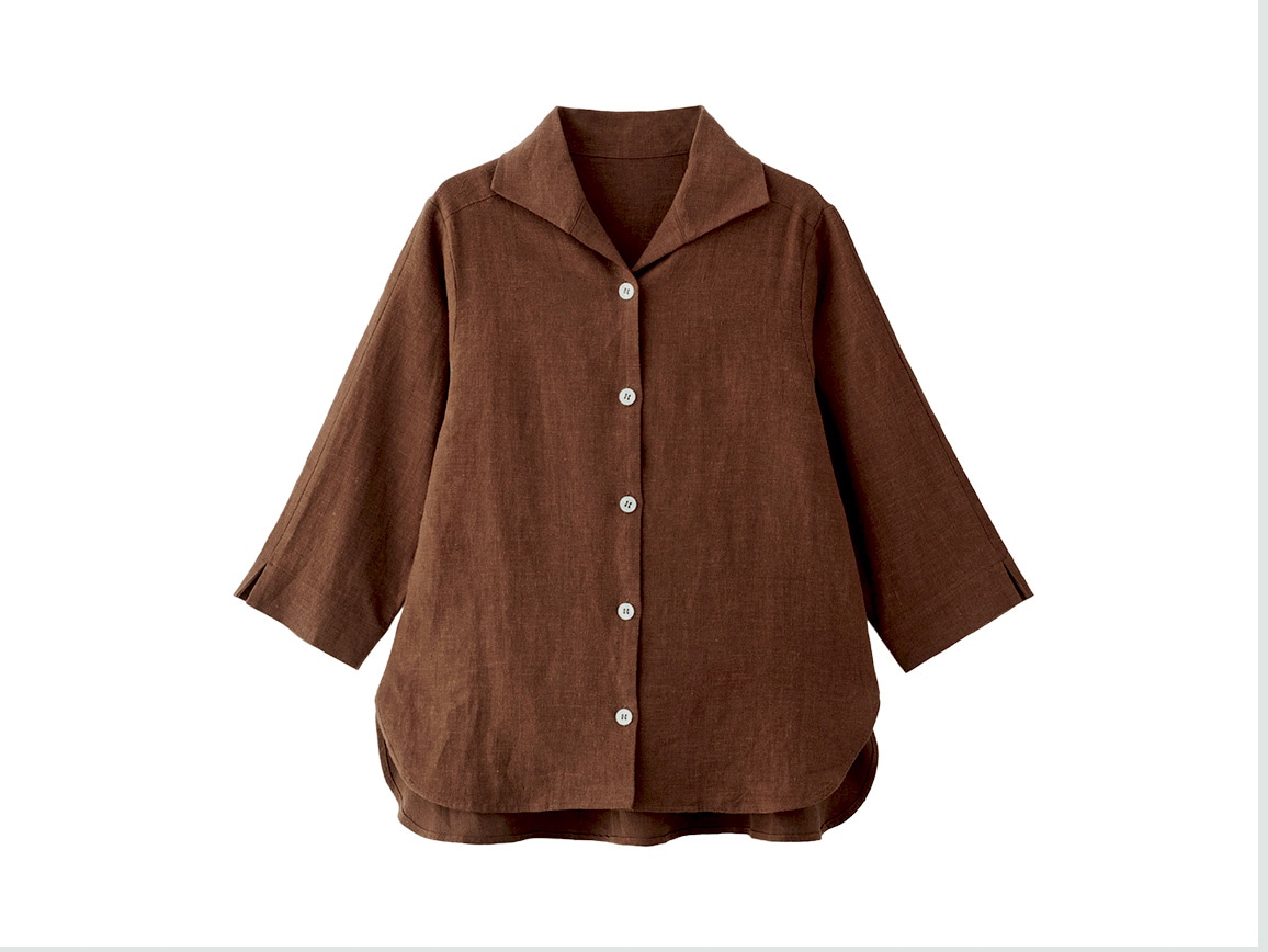 襟デザインリネンブラウスジャケット 襟デザインリネンブラウスジャケット