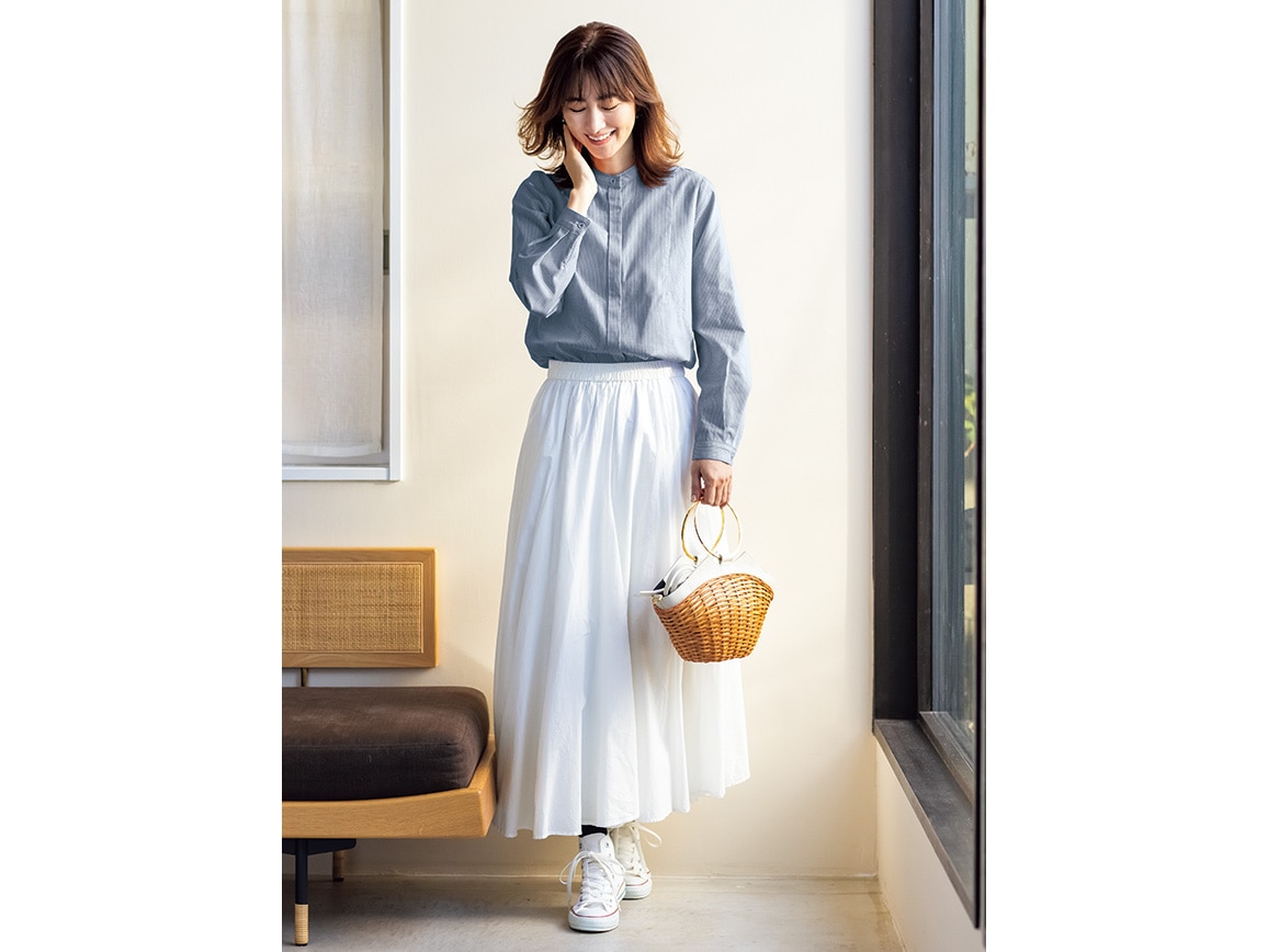 バンドカラー切り替えシャツ(ツインレット(R)糸採用) バンドカラー切り替えシャツ(ツインレット(R)糸採用)