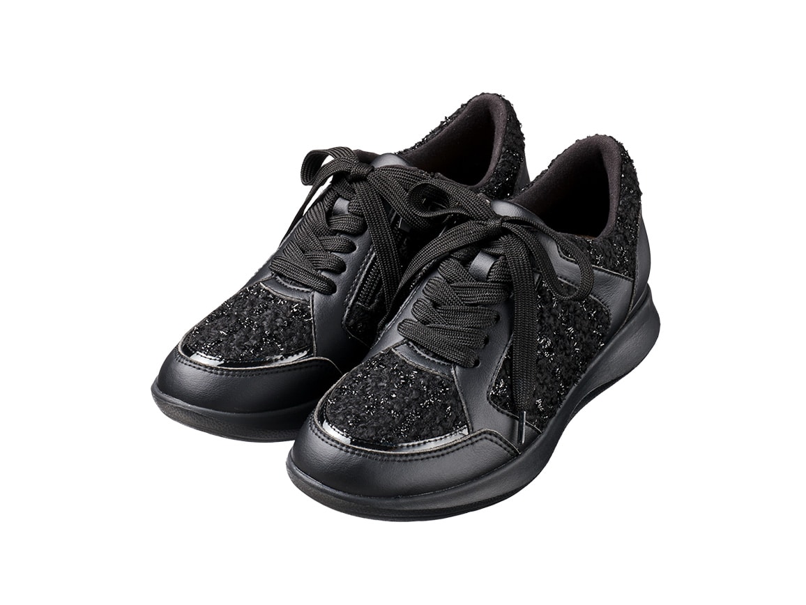 ハルメク ツイードヒールアップスニーカー ハルメク ツイードヒールアップスニーカー