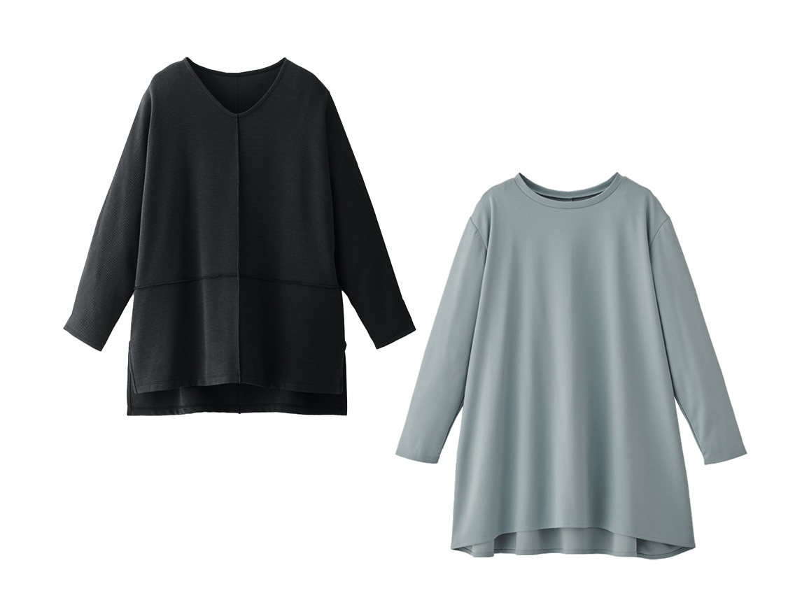 リップルトレーナー×ジョーゼット調インナーアンサンブル リップルトレーナー×ジョーゼット調インナーアンサンブル