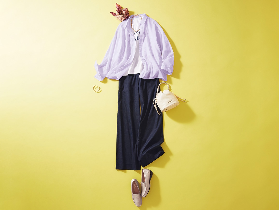 リネン混セミワイドパンツ リネン混セミワイドパンツ