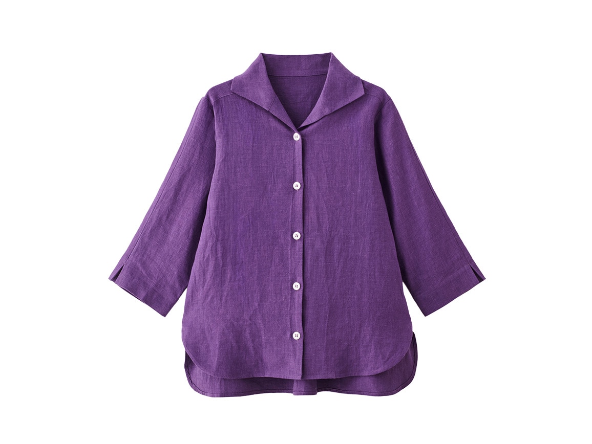 襟デザインリネンブラウスジャケット 襟デザインリネンブラウスジャケット