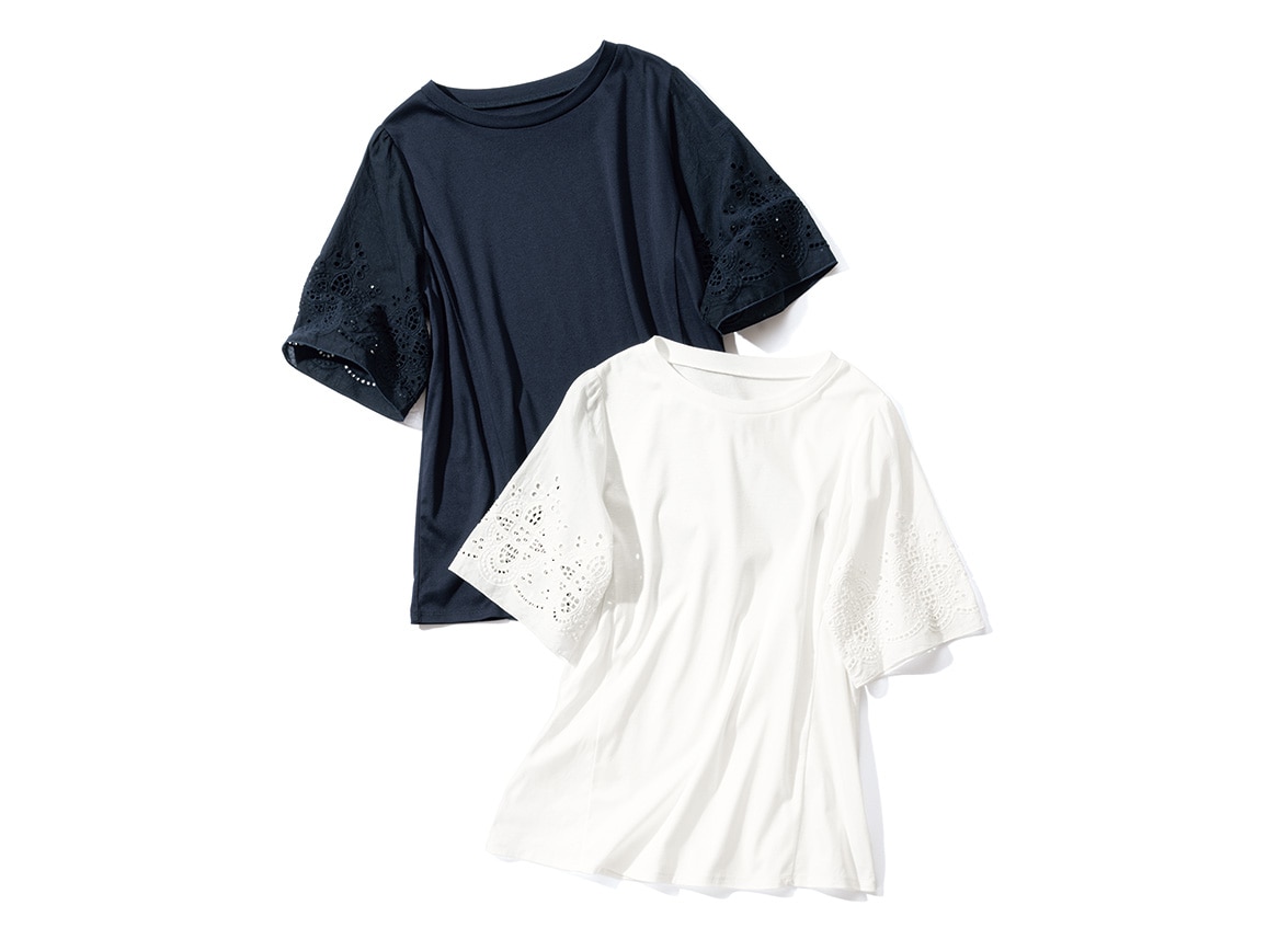 レース刺しゅう袖TシャツEX レース刺しゅう袖TシャツEX